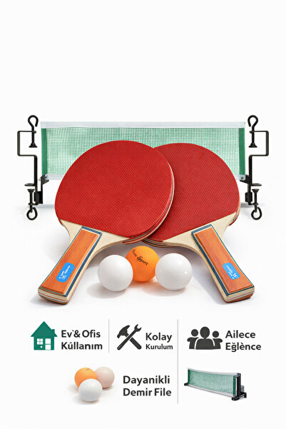 Janissary Masa Tenisi Seti – 2 Raket + Demir File + 3 Top | Ev ve Ofis İçin Kolay Kurulum Ping Pong Seti