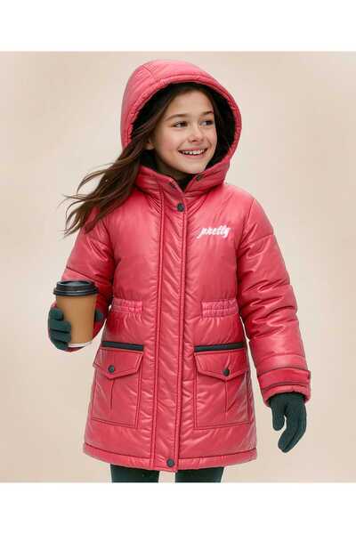Pine kids Woven Full Sleeves Padded Hooded Jacket with Quilted Design & Text ...