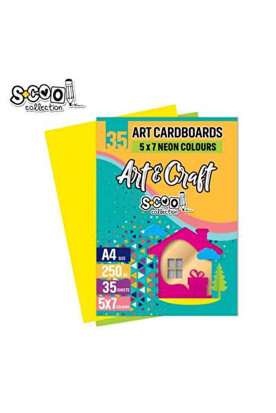 OEM Color cardboard A4, 250g, 35 sheets, 7 neon colors/set - S-COOL