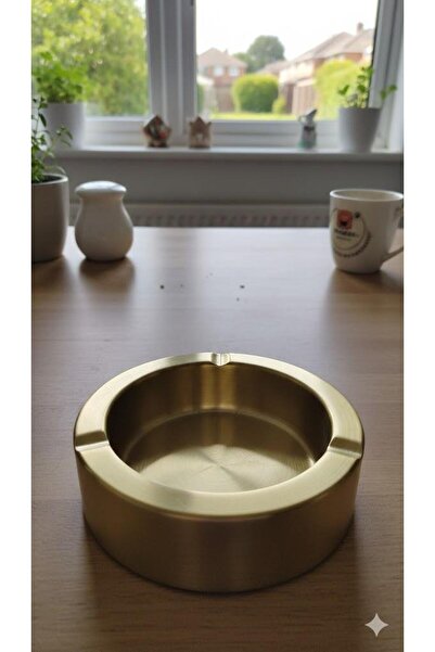 abnturk Paslanmaz Çelik Gold Kül Tablası 12 cm Çapında 5 cm Derinlik Kırılma ...