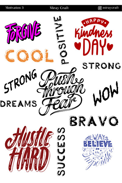 MirayDesign 1 Foaie de autocolante tematice motivaționale – Jurnal și planifi...