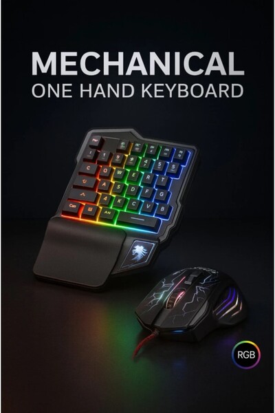 HMO Store Oyun Klavye & Mouse Set Ledli Q (KONSOL, TABLET, TELEFON, TV, PC)