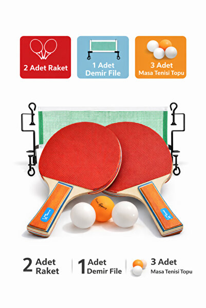 Janissary Masa Tenisi Seti – 2 Raket + Demir File + 3 Top | Ev ve Ofis İçin K...