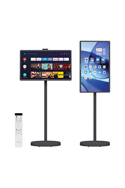 Powerology Portable Android TV on Wheels, FHD 60Hz Cordless Screen, 32 Inch S...