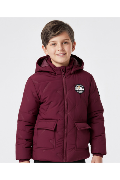 Primo Gino Puffer Quilted Hooded Jacket - Maroon