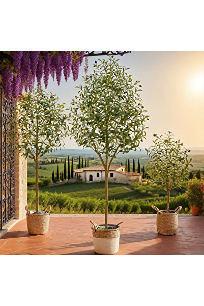 BESTONE شجرة زيتون اصطناعية نابضة بالحياة بطول 120 سم - وعاء من الحصى، أوراق ...