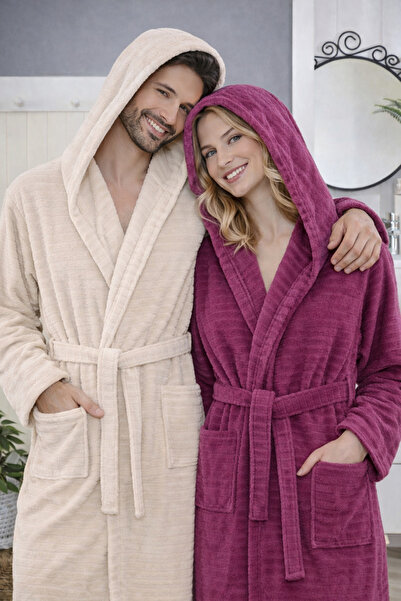 Asilex Home Collection ASILEX HOME %100 Pamuk | Kapüşonlu | Çift Kişilik Bej-...