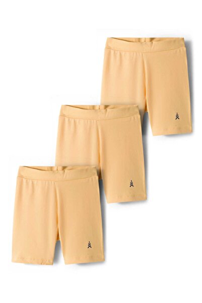 Pine kids Cotton Lycra Solid Cycling Shorts Pack of 3 - Beige