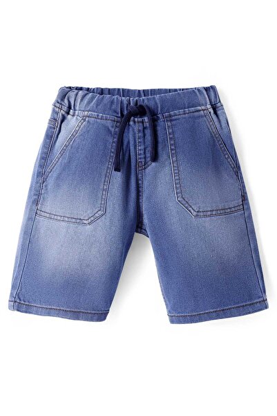 Pine kids Woven Knee Length Solid Shorts - Mid Blue