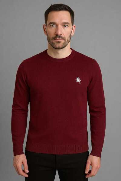 ANATOLIATEKSTILE Men's Slim Fit sweater, round collar, embroidered logo - cas...