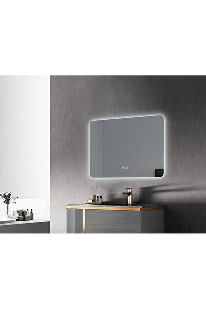 Fresh Colour Oglinda baie cu led si dezaburire dreptunghiulara, FAUS, 80x60 cm, buton touch, fara rama