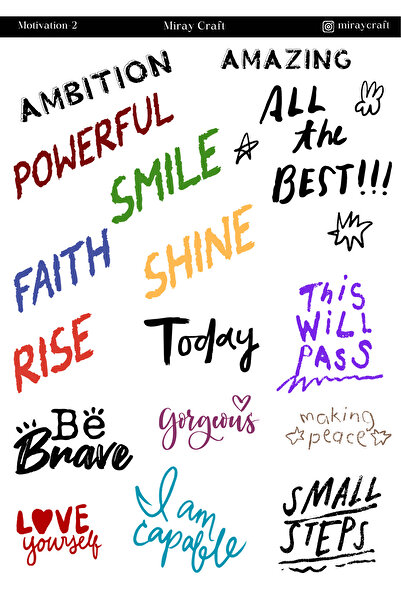 MirayDesign 1 Foaie de autocolante tematice motivaționale – Jurnal și planifi...