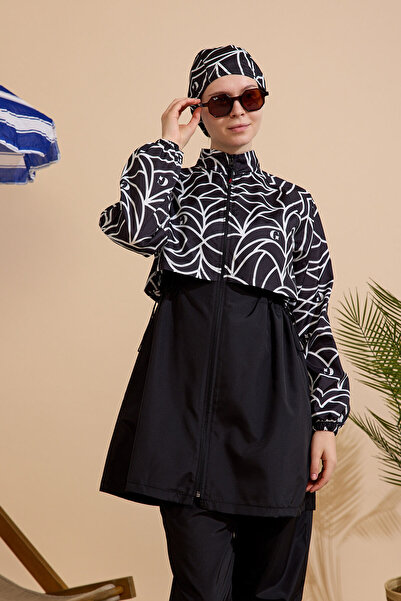 GAVLİA Women's Hijab Swimsuit 3-Piece Set - Full Coverage with Zipper..