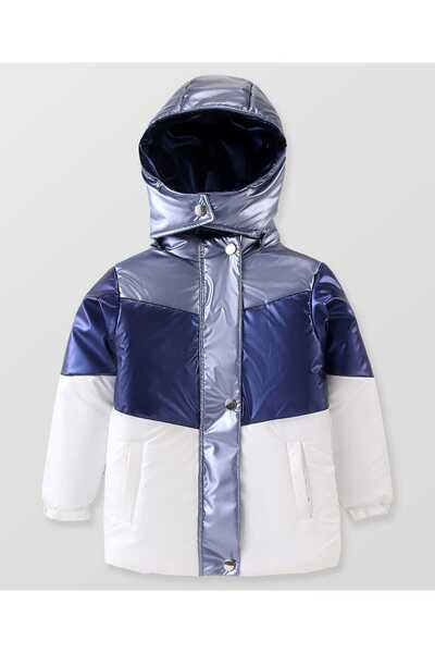 Pine kids Woven Full Sleeves Padded Jacket with Detachable Hood - Navy Blue &...