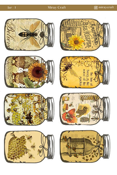 MirayDesign 1 Foaie de autocolante tematice cu borcane – Jurnal și Planificat...