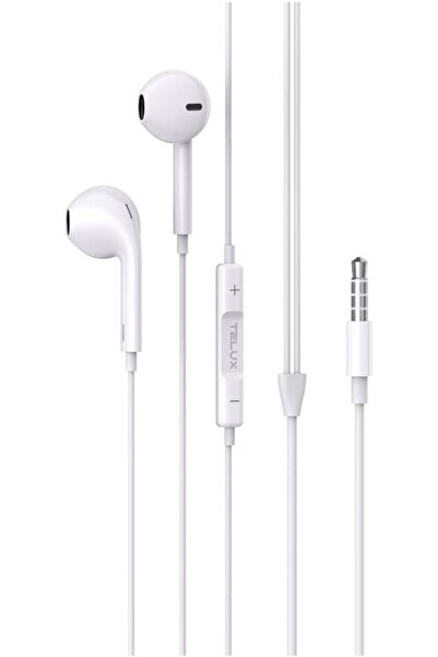 telux سماعات أذن ستيريو 3.5 ملم مزودة بميكروفون، وأزرار تحكم مدمجة، وكابل متي...