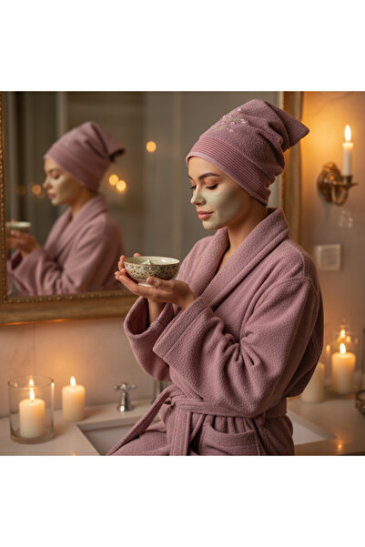 Asilex Home Collection ASILEX HOME %100 Pamuk Havlulu Bornoz | Yumuşak, Emici...