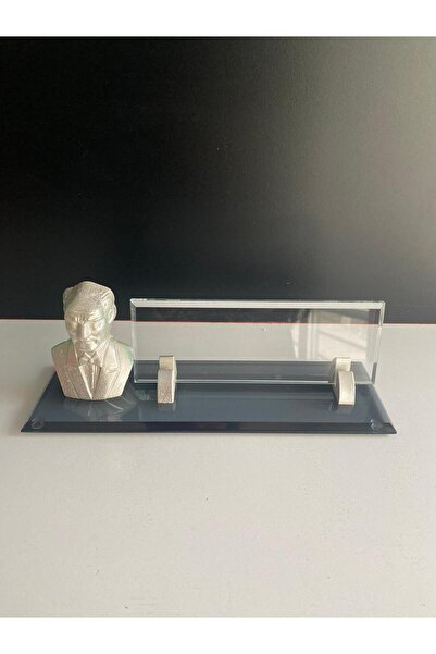 İDEAL REKLAM Kişiye Özel Kristal Masa İsimliği Gümüş