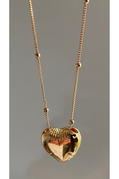 SELUVİA Steel Dorica Chain Gold Rose Balloon Heart Women's Necklace – Romanti...