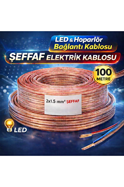 Poke 2x1.5 Şeffaf Elektrik Kablosu – LED - Hoparlör - Elektrik Bağlantı Kablo...