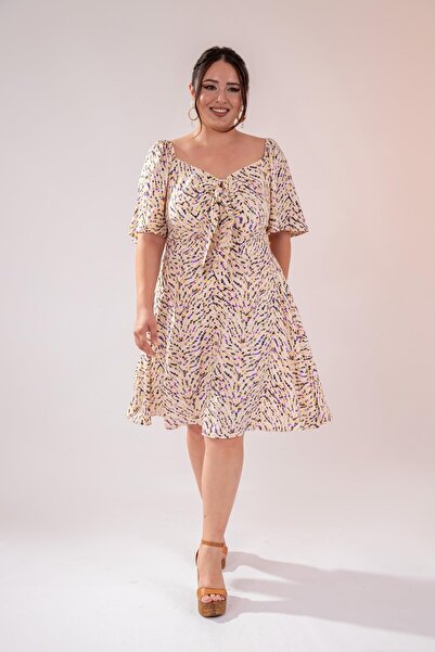 Roxxlen Rochie de damă mărime mare, cu legătură în față