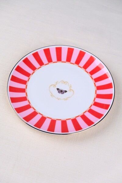 tabakevi Tabak Evi Porcelain Butterfly Collection Gold Gilded Cake Plate Red ...