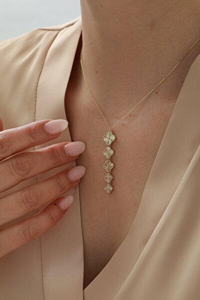 YAVUZ KUYUMCULUK 14 Ayar Altın Yonca Kolye Beşli