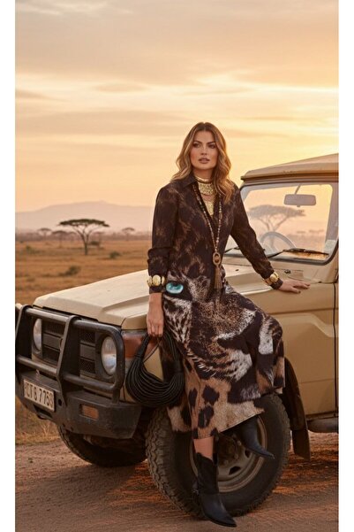 Ahzem Collection Shirt Dress Imported Fabric Tiger Pattern Comfortable Fit