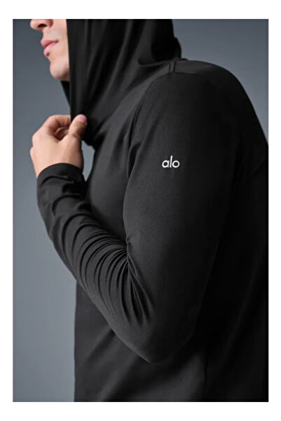 Alo Men's Hooded Sports Sweatshirt Long-Sleeved T-Shirt Running Sports Top