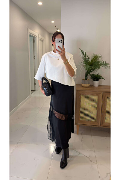 BİRCANÇİL Nesta Black Premium Lace Detailed Skirt