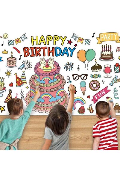 LIXADA Kids Drawing Roll with Birthday Pattern Coloring Drawing Paper for DIY...