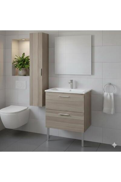 VitrA Mia 60 cm Cordoba Çekmeceli Ayaklı Banyo Dolabı + 60 cm Ayna SET