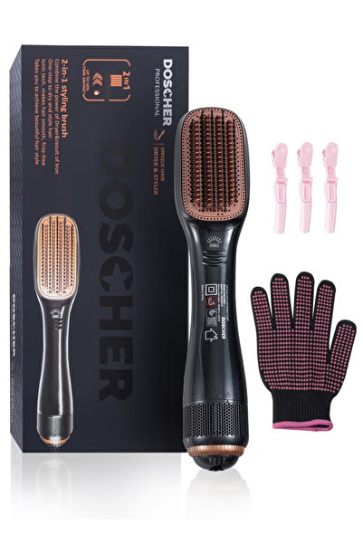 DOSCHER 1200 Watt Hair Dryer Brush Ceramic Dryer And Styler 2 In 1 Profession...