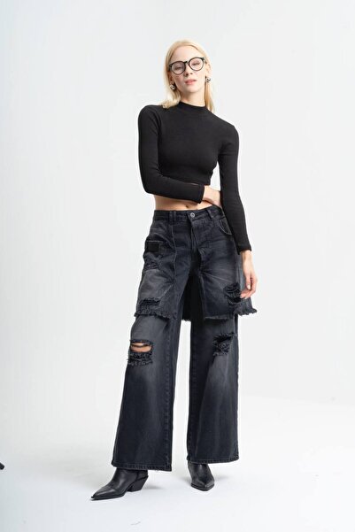 tw3 Women's Denim Fabric Mini Skirt Detailed Design Jeans