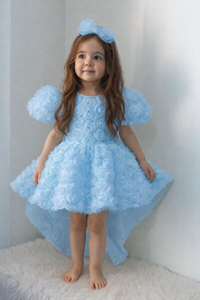 Tomac Kız Çocuk Gül Detaylı Prenses Abiye Elbise – Kabarık, Özel Gün & Doğum ...