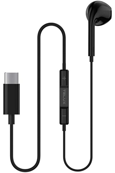 telux سماعات أذن أحادية USB-C مزودة بميكروفون، وأزرار تحكم مدمجة، وكابل متين ...