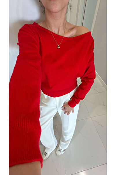 BİRCANÇİL Roddi Red One-Shoulder Open Knitwear