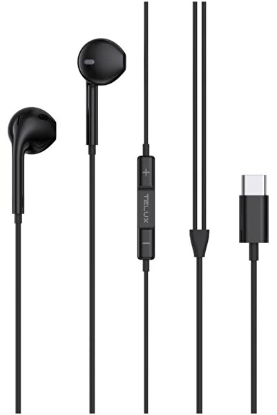 telux USB-C Stereo Earphones with Microphone, In-Line Controls, Durable 1.2 M...