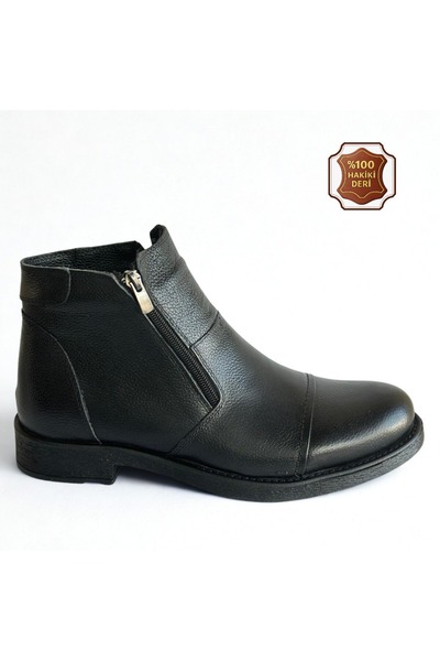 Kardeşler SHOE Men's Real Genuine Leather Black Orthopedic Daily Winter Boots...