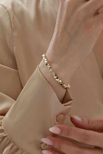 YAVUZ KUYUMCULUK 14 Ayar Altın Altıgen Modern Kelepçe