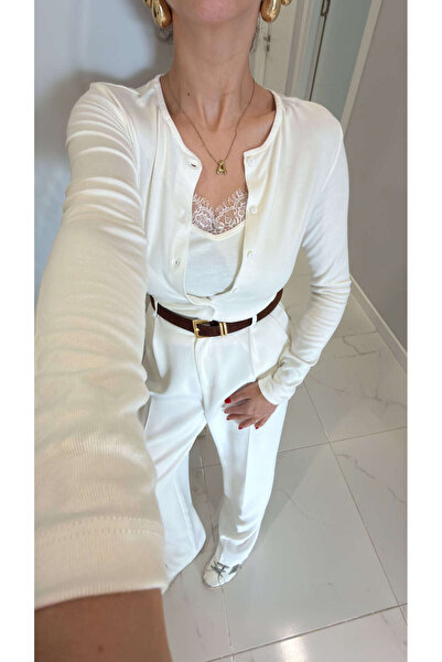 BİRCANÇİL Άννα Εκρού Μπλούζα με ενσωματωμένο εσωτερικό τοπ