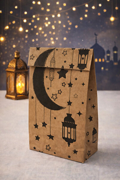 Dekals 20 Adet 13x24 Fener Desenli Ramazan Temalı Hediye Paketi Kalın Kraft H...