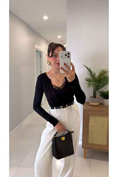 BİRCANÇİL Anna Black Self-Athletic Blouse