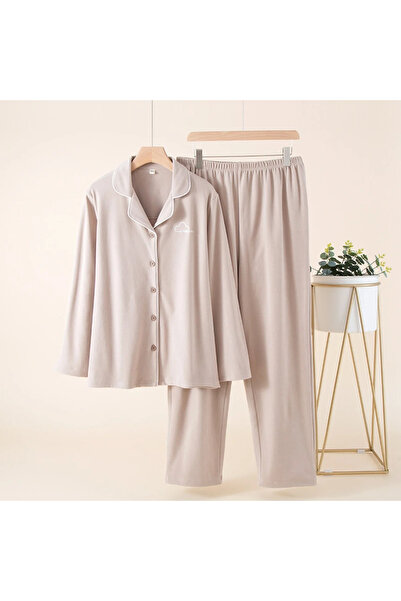 delis Women's "Happy day" two-piece pajamas, PJ001, Cream