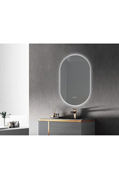 Fresh Colour Oglinda baie cu led si dezaburire ovala, VILIAN, 55x90 cm, buton touch, fara rama