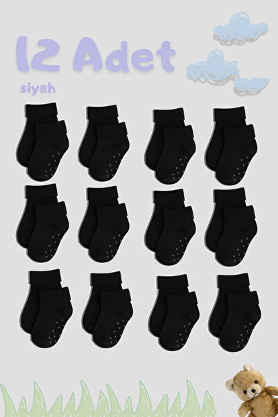 CNT Baby Boy/Girl Anti-Slip Cotton Soft Socks – Pack of 12