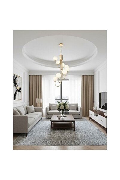 LEDZONE Candelabru suspendat, zonă LED, 8 socluri E27, auriu, metal/acril