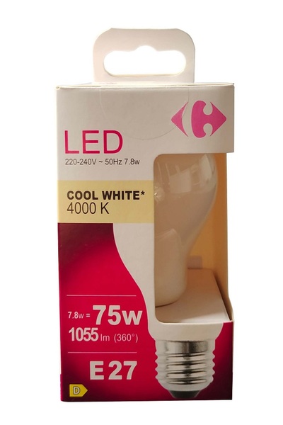 Carrefour Bec LED Carrefour, E27, 75 W, 1055 lm, 4000 K, Alb rece