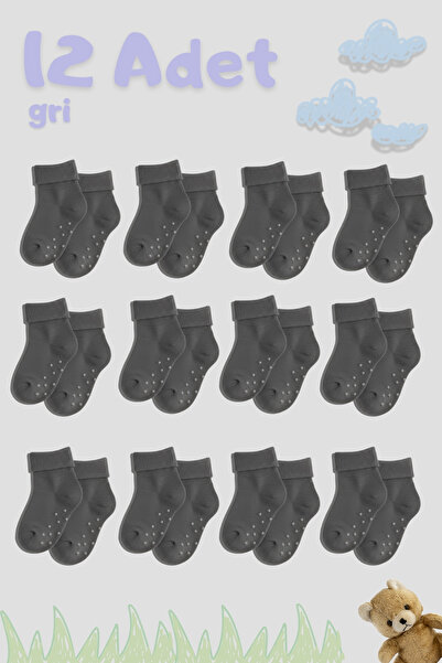 CNT Baby Boy/Girl Anti-Slip Cotton Soft Socks – Pack of 12