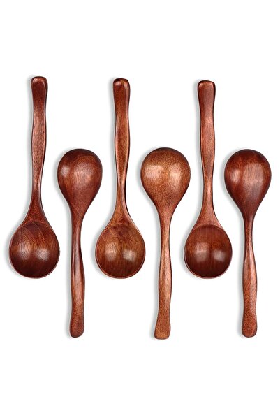 Defsedar Mini Wooden Spoons Small Honey Stirring Spoons for Jars 6PCS